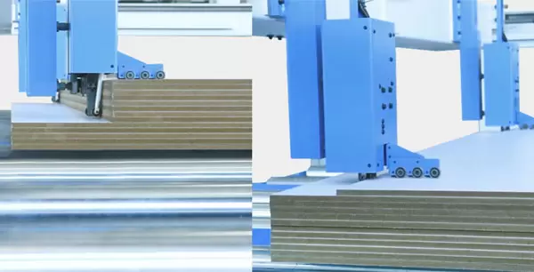<b>Pusher with thickness measurement</b><br/>Grating position realizes an accurate loading, min. thickness of workpiece is 8mm.