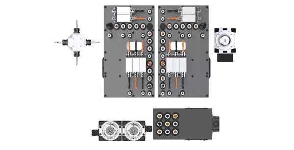 <b>Layout of drill set unit</b><br/>Upper:26(V) + 16(H ), Lower:9(V). the upper and lower drill packages are processed in linkage, covering a wide area, optimizing the drilling and improving efficiency.