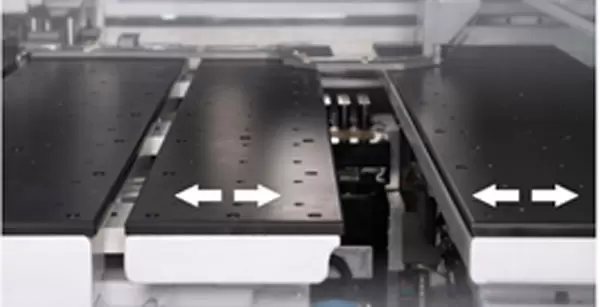 <b>Double translational air flotation worktable (patent)</b><br/>It can move flexibly according to the hole position, reasonably support the panel, improve the drilling accuracy, and avoid dust accumulation at the bottom