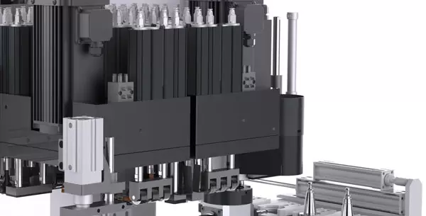 <b>Side routering aggregate+5-place linear magazine</b><br/>A variety of tools can be installed to meet the requirements of invisible connectors and multi-slot technology, and improve processing efficiency.