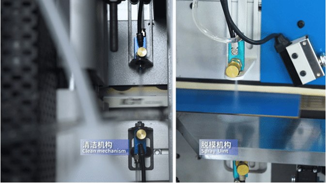 Release agent and cleaning unitsThe release agent prevents glue overflow from adhering to the panel’s top and bottom surfaces, facilitating the subsequent cleaning process, while the cleaning unit removes glue residue to keep panel surfaces clean.