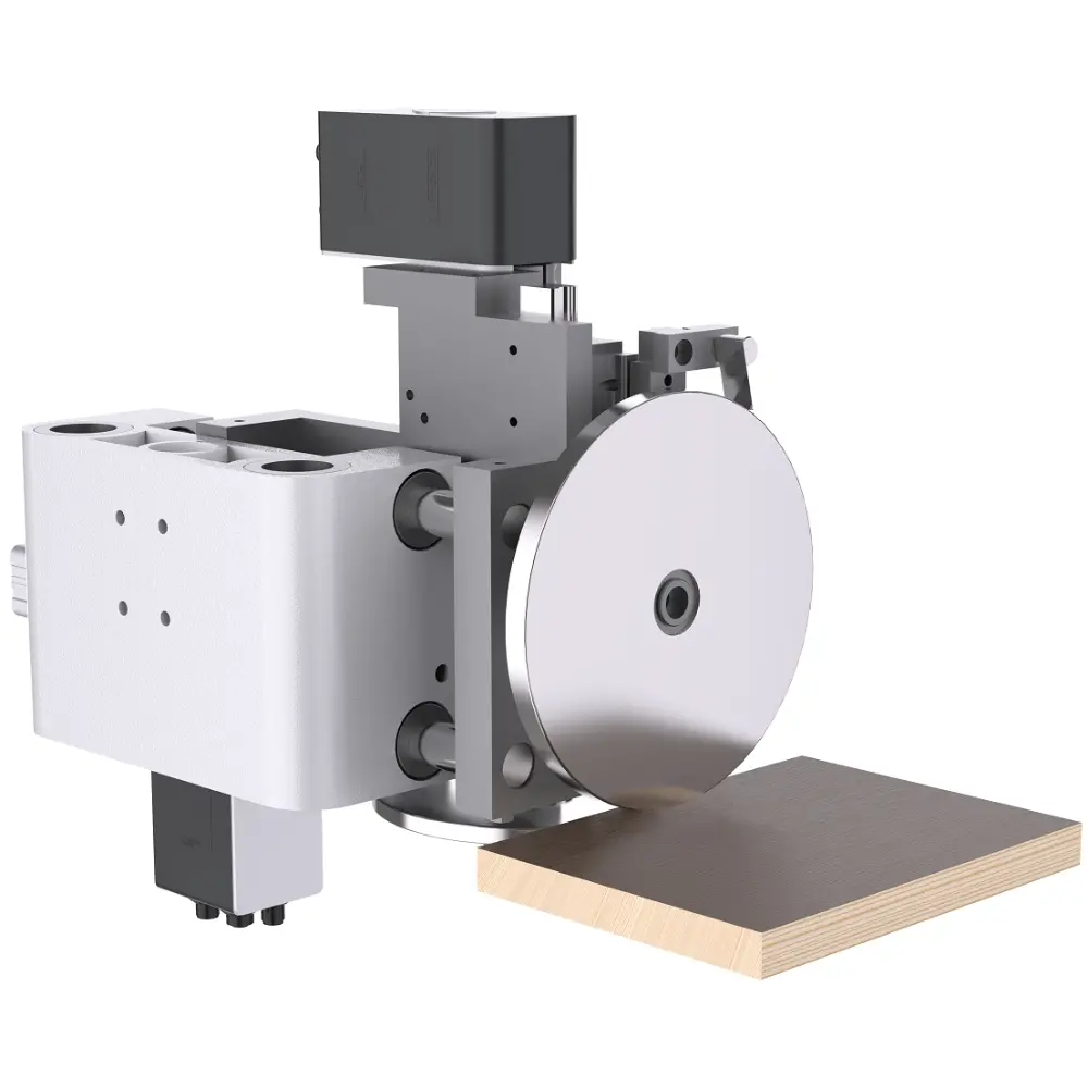 <b>Auto-positioning trimming unit</b><br/>Equipped with an R1.5 tool and a motor for intelligent horizontal and vertical positioning of the tool based on tape thickness, ensuring precise trimming for multiple edge profiles.