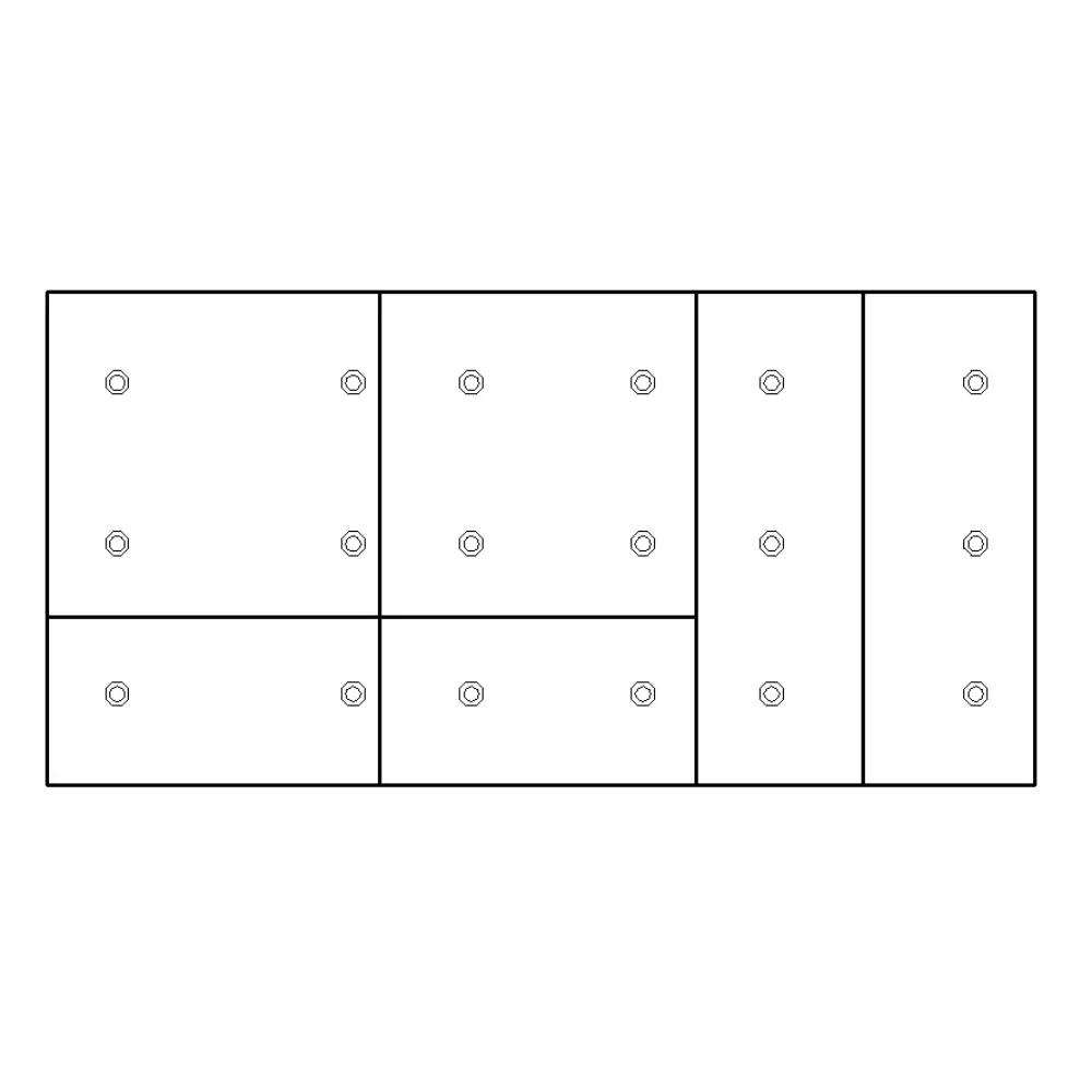 <b>Mesa partition</b><br/>6 partition vacuum table zone leads to an even suction distribution which prevents small boards from deviration.