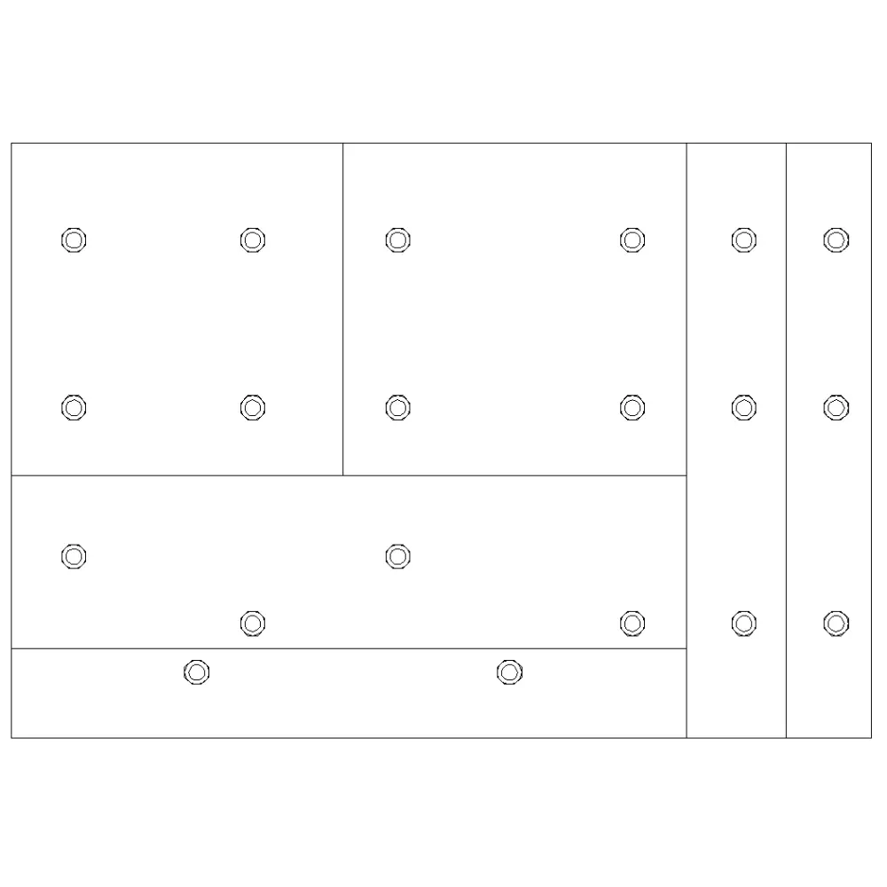 <b>Mesa partition</b><br/>6 partition vacuum table zone leads to an even suction distribution which prevents small boards from deviration.