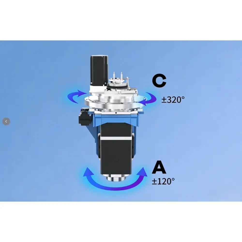 <b>Spindle</b><br/>High-precision five-axis head, equipped with 12 kW high-power water-cooled motorized spindle.